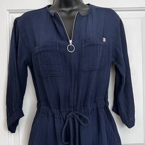 Sundry Navy Jumpsuit with Zip Front